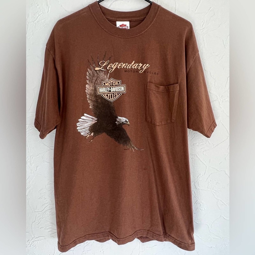 MENS HARLEY-DAVIDSON BROWN EAGLE LIBERTY NEW JERSEY POCKET TEE SOZE LARGE 2006